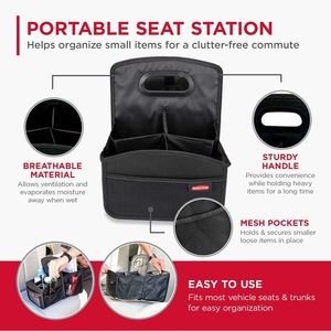 Rubbermaid Mobile Portable Foldable Seat Caddy with Handle Car Organizer Commute